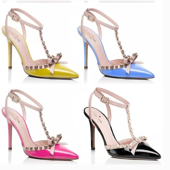 LOOKING TO PURCHASE: kate spade lydia studded heels shoes size 6 WHITE AND BLACK - Picture 3 of 4